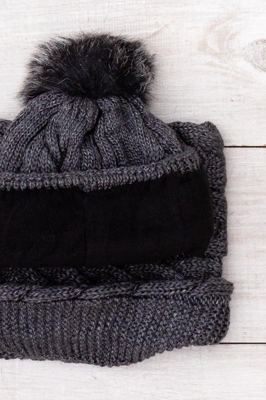 Комплект зимовий жіночий шапка і баф на флісі Носи Своє One size Темно-сірий​ (16083) - фото 2