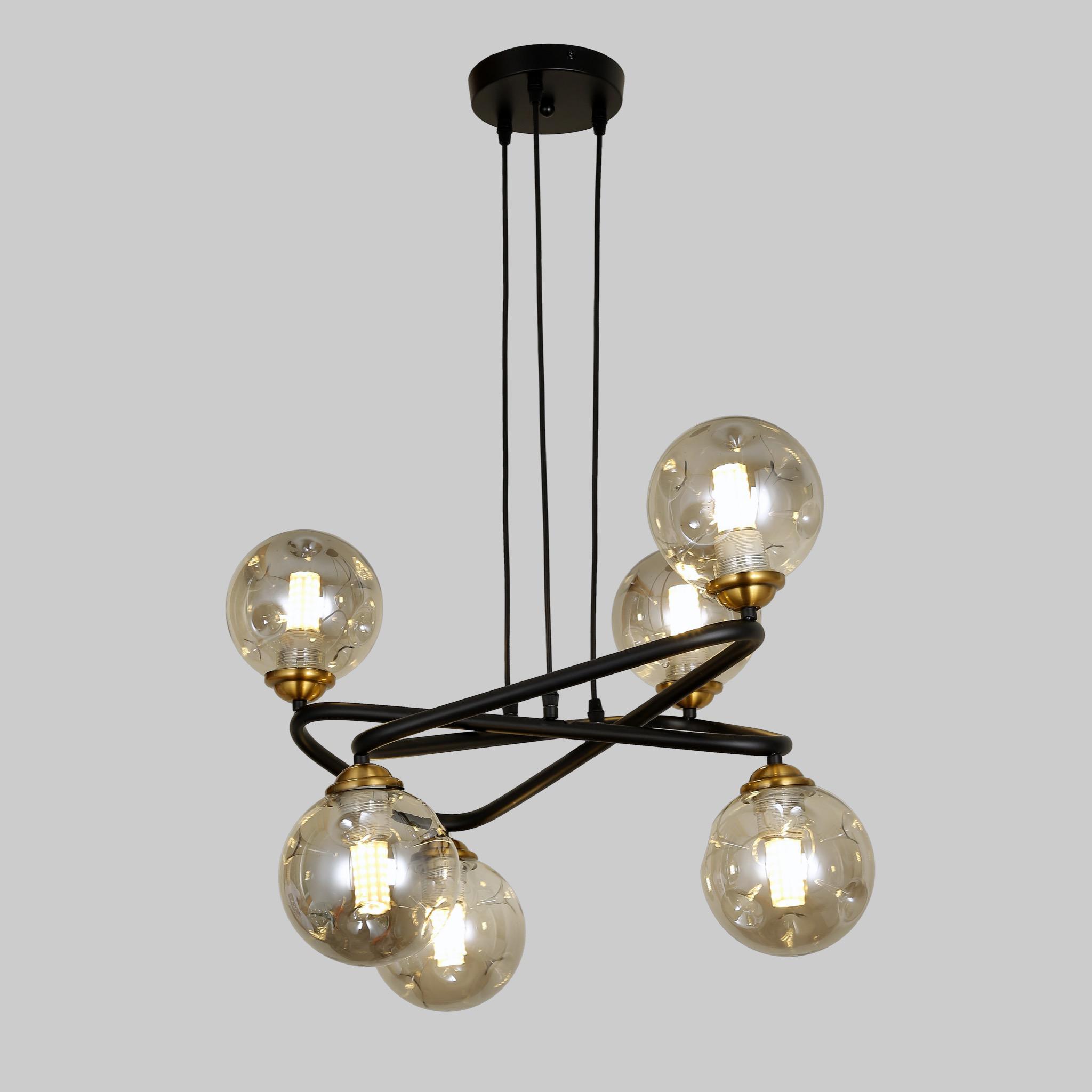 Люстра Ellipses с черными плафонами на 6 лампочек Черный