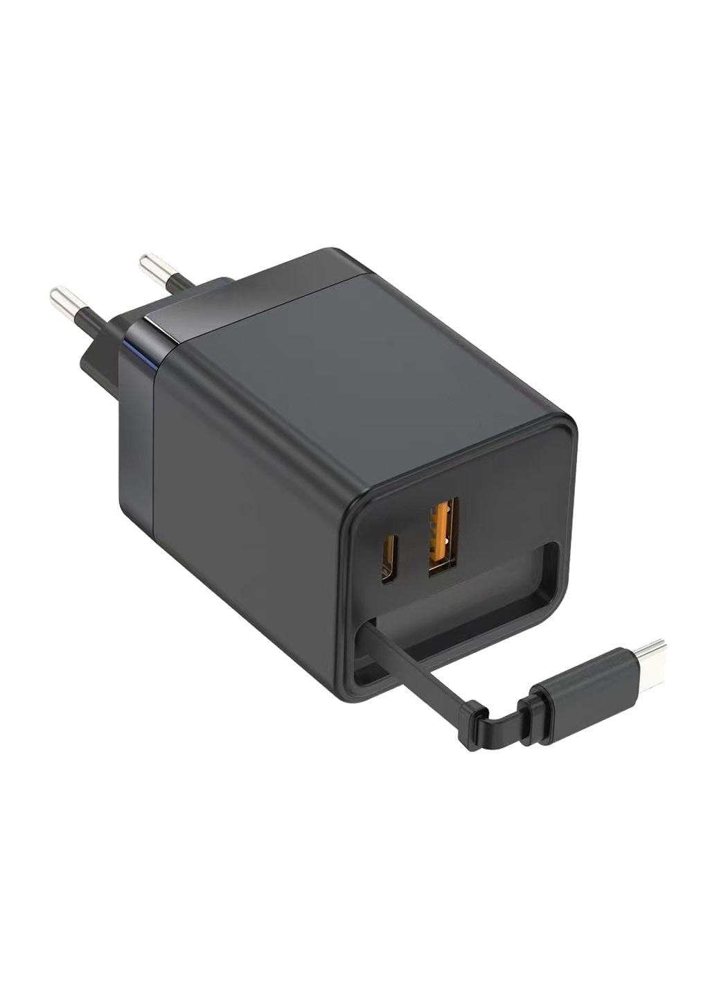 Мережевий зарядний пристрій Xiongzhixin Gan charger-01 45W з висувним кабелем і двома портами