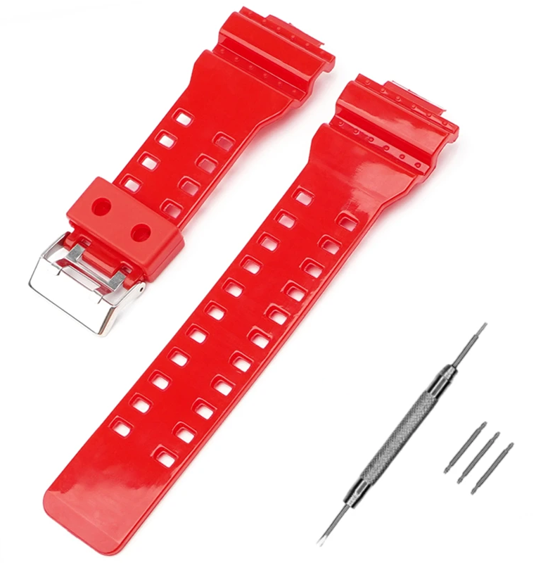 Ремінець для Casio G-Shock GA-100/110 Red-Glossy SI (3968)