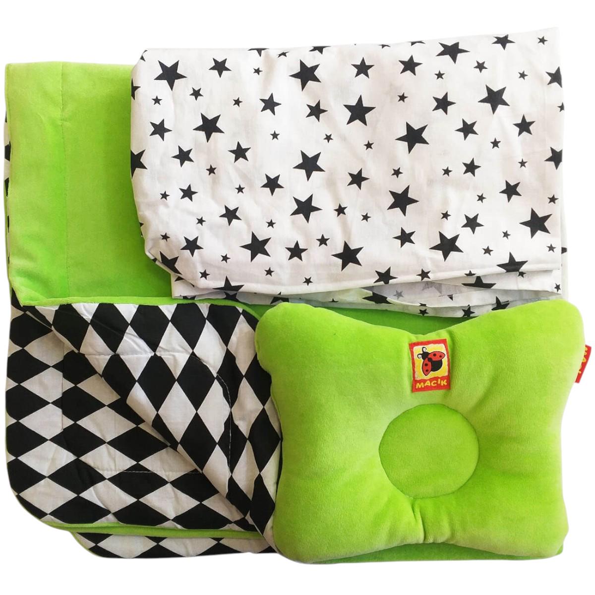 Комплект дитячий постільний Масік Bed Set Newborn подушка ковдра та простирадло Зелений (МС110512-08)