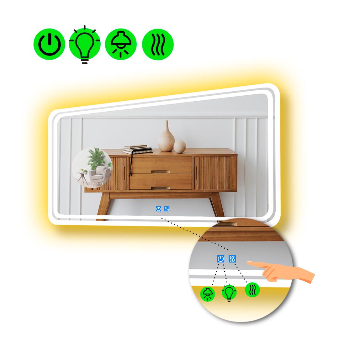 Зеркало LED подсветкой Ottavia с двумя сенсорами и подогревом 100x70 см (8777133)