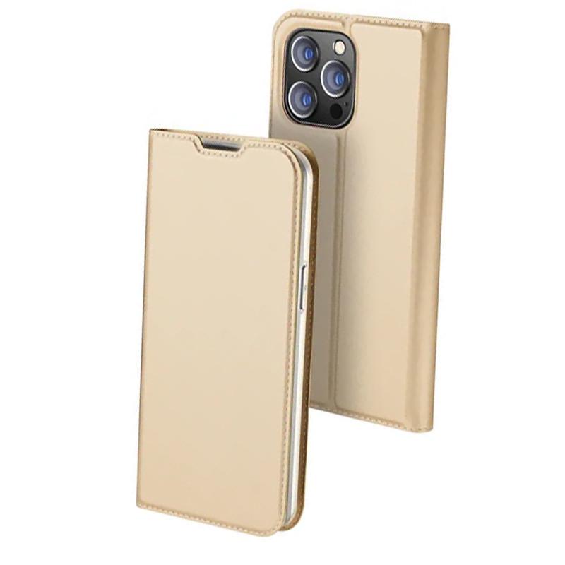 Противоударный чехол-книжка Dux Ducis с карманом для визиток для Apple iPhone 12 Pro Max 6.7" Золотой