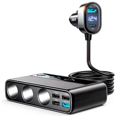Розгалужувач прикурювача для авто JOYROOM JR-CL06 12-24В 9в1 154 Вт PD QC3.0 Black (764196)