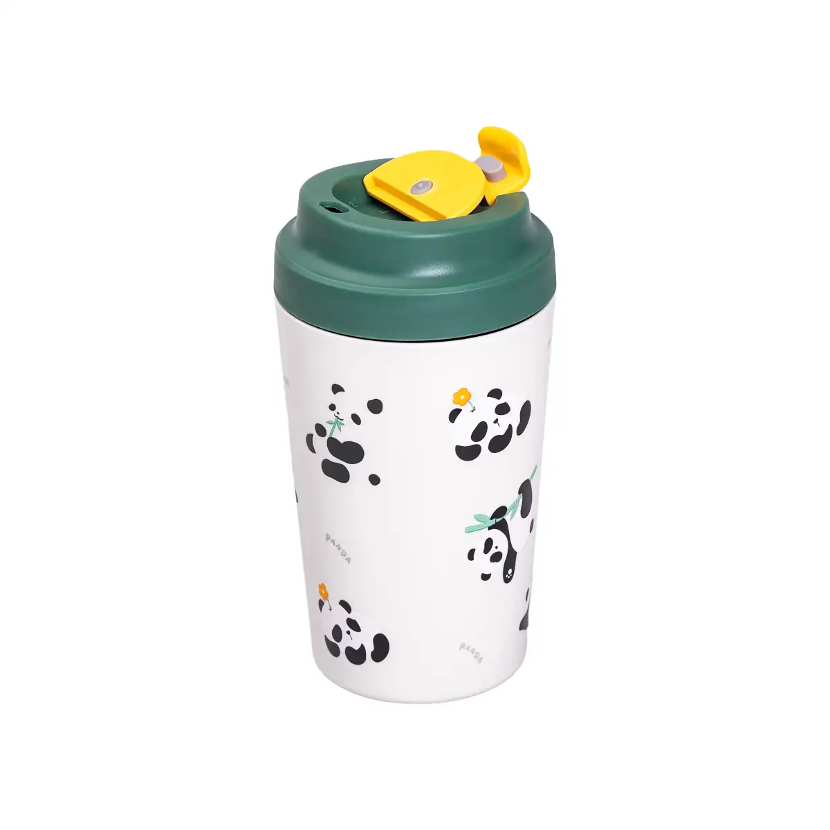 Термочашка з кришкою YIWU HP-14-12GR Panda 380 мл з керамічною колбою Зелений (118-107-HP-14-12GR) - фото 2