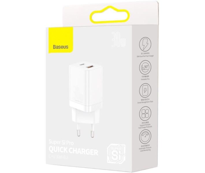 Зарядное устройство Baseus Super Si Pro C+U 30 W White (CCSUPP-E02) - фото 6