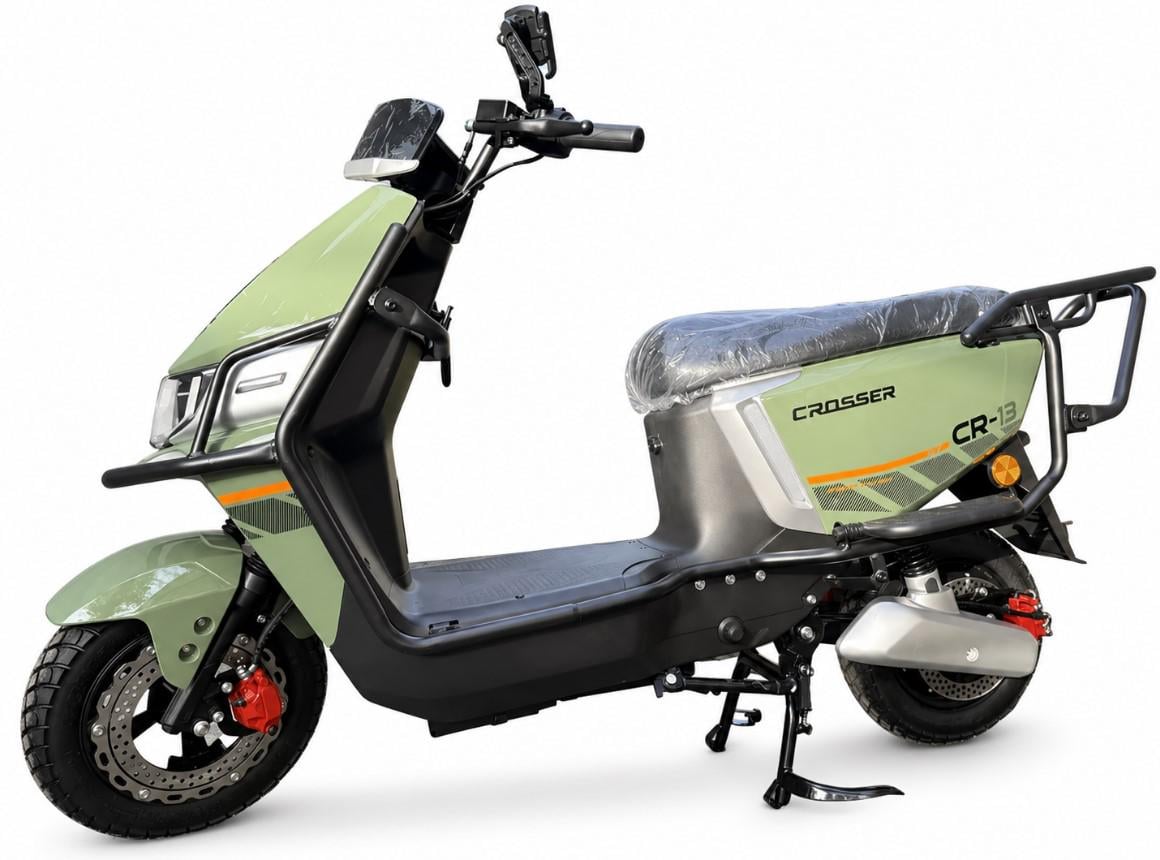 Электроскутер Crosser CR-13 аккумуляторный 72V 24 Ah 2000W Хаки (2104619495)