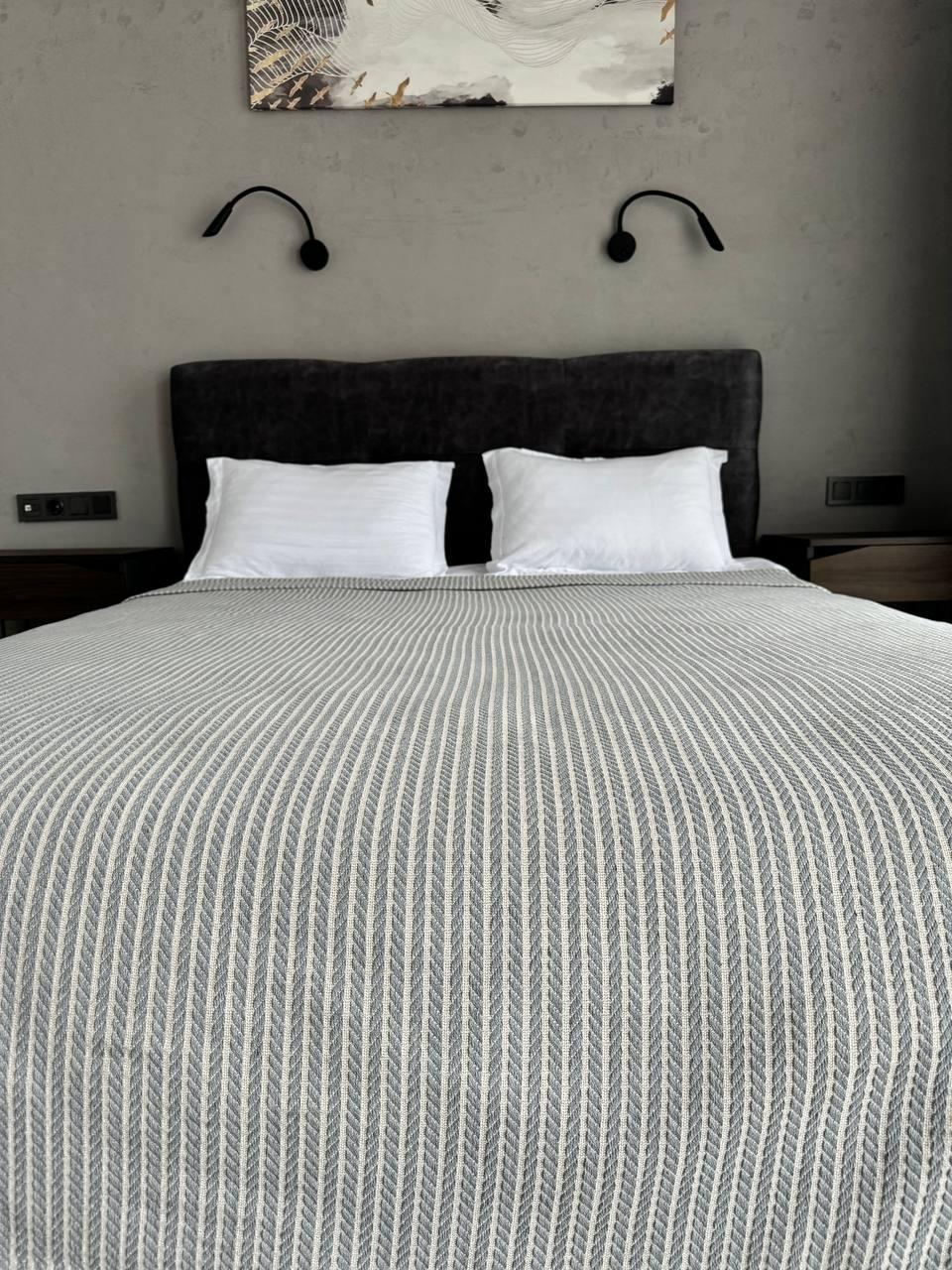 Плед хлопковый Косичка комбинированная 240x230 см Светло-серый (11812-F9-240x230cm) - фото 7