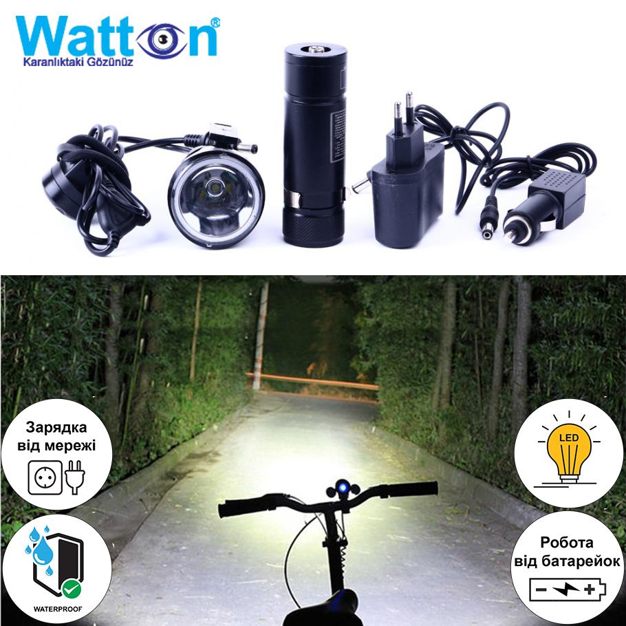 Ліхтар для велосипеда Watton WT-272 Cree T6 передній акумуляторний світлодіодний - фото 3