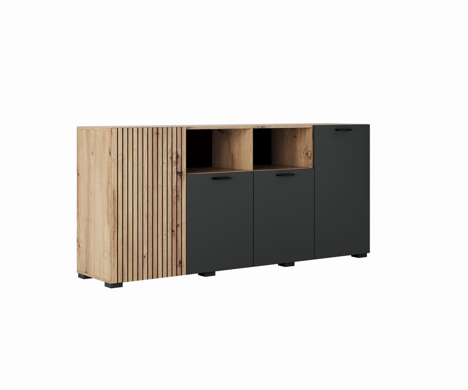 Тумба Світ меблів Зара 4Д из ДСП Дуб артизан/Антрацит (51733) Тумба Світ меблів Зара 4Д из ДСП Дуб артизан/Антрацит (51733)