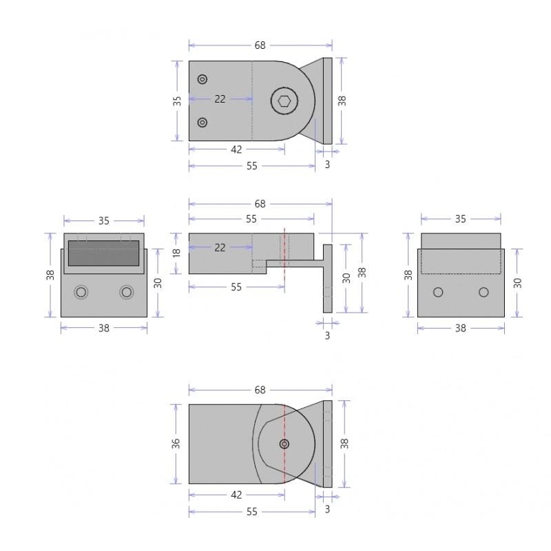 Соединитель поворотный стена-труба под трубу 30х10 OF-TS-4 для душевых кабин и душевых перегородок нержавеющая сталь полированная - фото 3 Соединитель поворотный стена-труба под трубу 30х10 OF-TS-4 для душевых кабин и душевых перегородок нержавеющая сталь полированная - фото 3