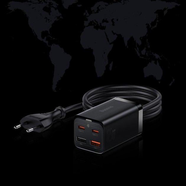 Зарядное устройство Baseus 65W GaN3 Pro Desktop Fast Charger QC4.0+PD3.0 2USB+2Type-C 3A с кабелем Baseus Type-C to Type-C 100W 20V/5A 1 м Black (CCGP040101) - фото 20