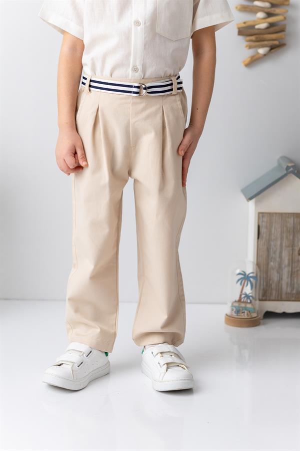 Брюки для мальчика из габардина с поясом Mininio 6 лет 116 см Светло-серый (8683169167771)