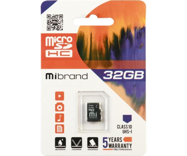 Карта Пам'яті Mibrand MicroSDHC 32gb UHS-1 10 Class, Black