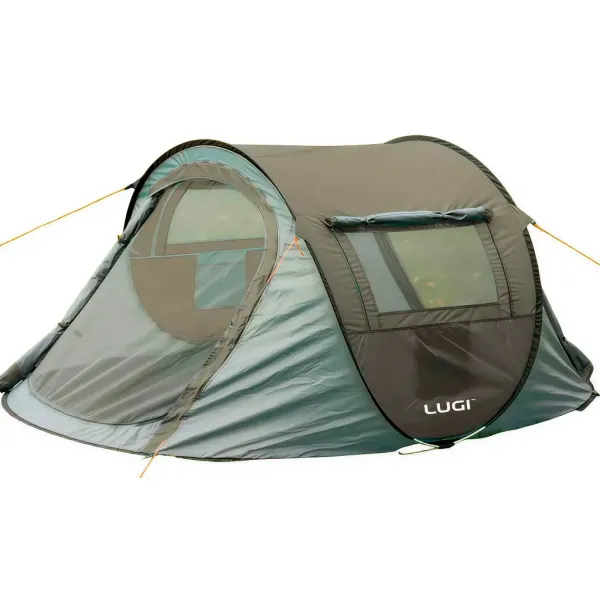 Намет туристичний двомісний LUGI Pop-Up з автоматичним каркасом 245х145х100 см Зелений (147-107-LU-030GR)