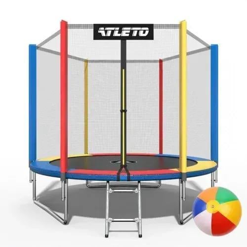 Батут Atleto с сеткой 252 см Разноцветный