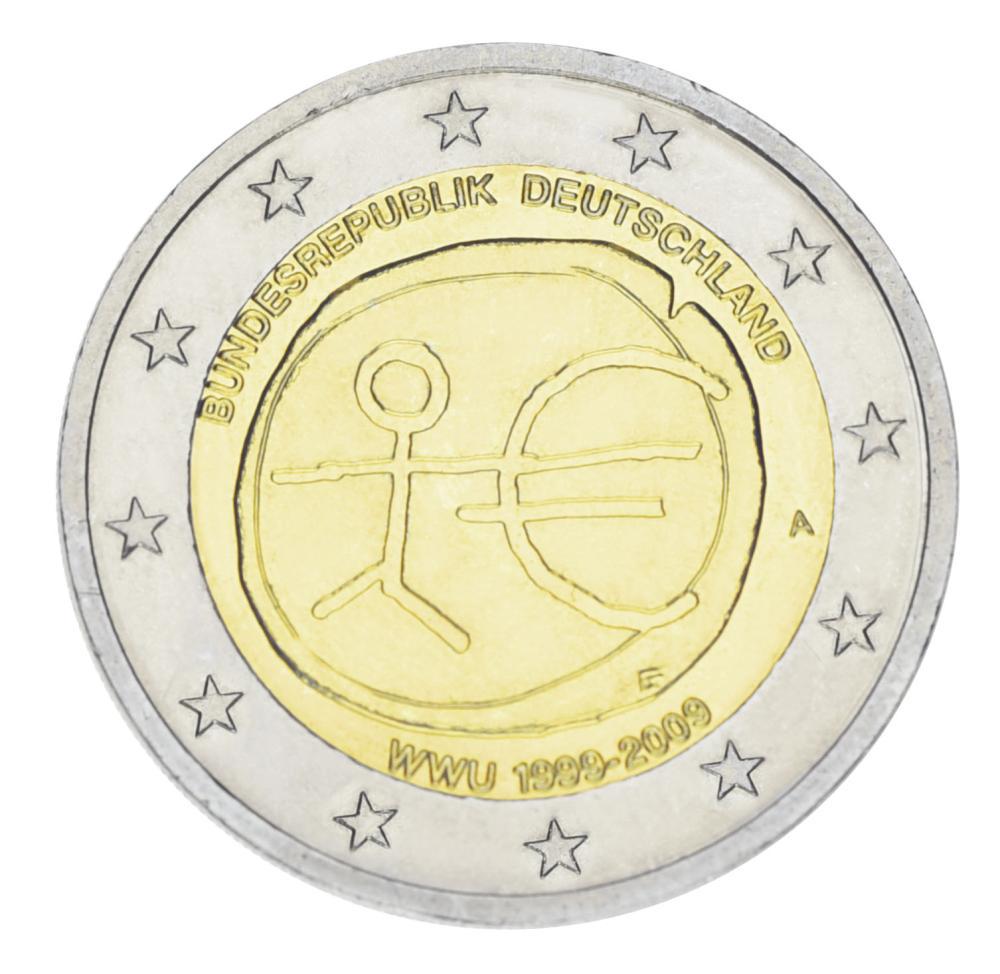 Колекційна монета Німеччина 2 Євро-2009 10 років союзу UNC (KM#277)