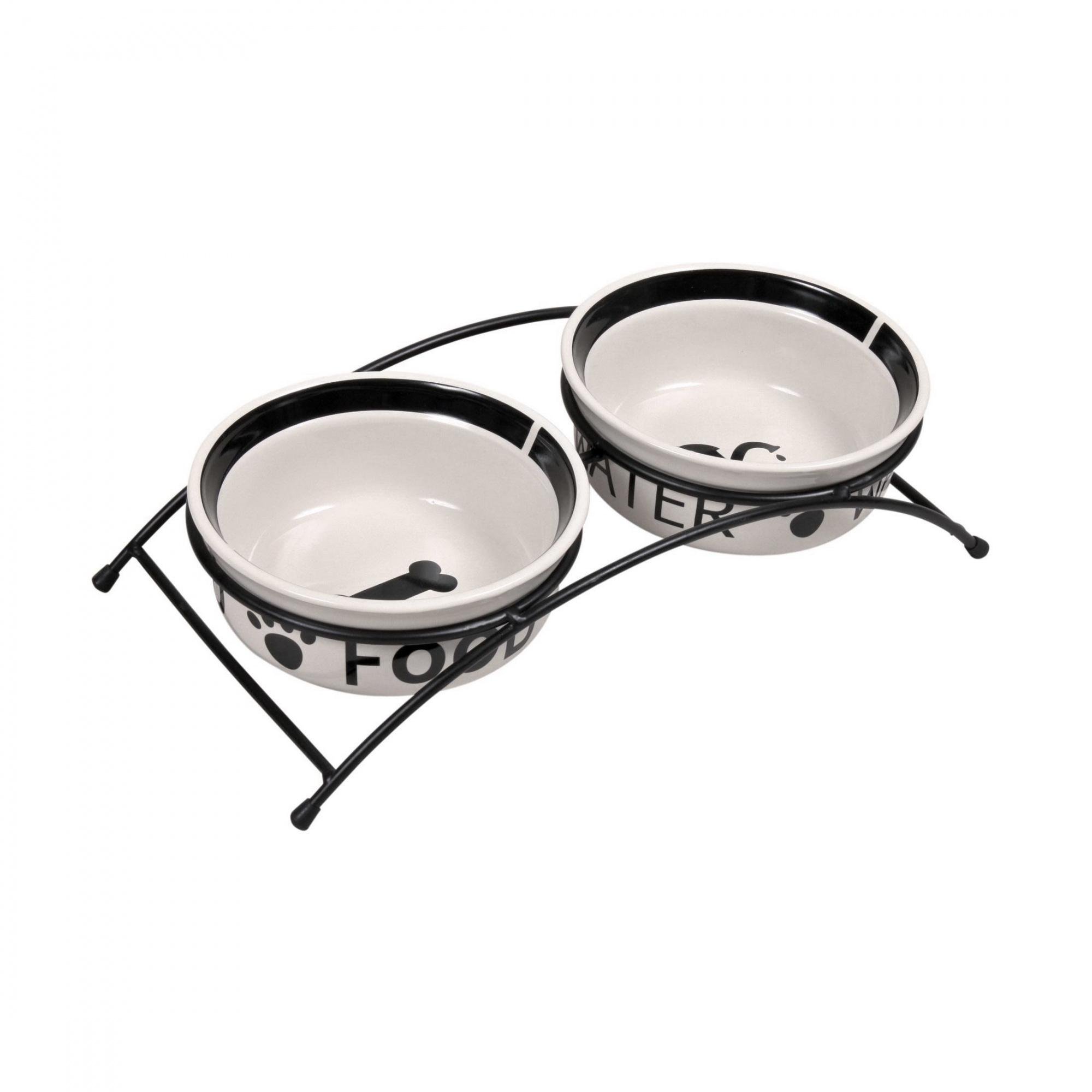 Миска для собак Trixie Eat on Feet керамічна подвійна 15 см Білий (24641)