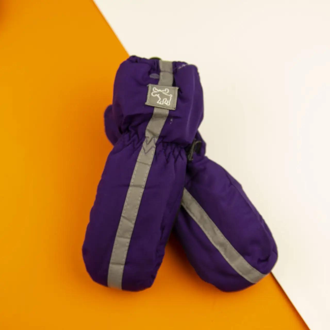 Перчатки подростковые болоневые лыжные на резинке с лосем р. 15 Фиолетовый (22-12-45)