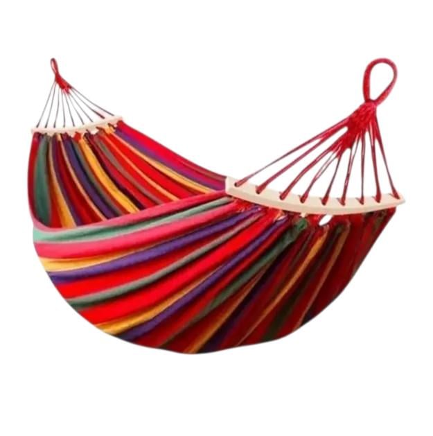 Гамак підвісний тканинний Мехіко з дерев'яними планками та чохлом 180х80 см (МХ-00007179)