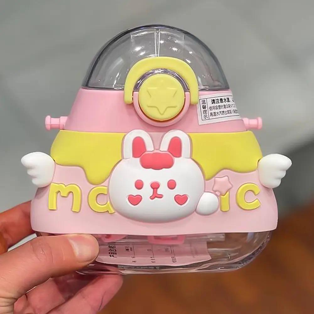 Дитяча пляшка для води з силіконовою трубочкою та ремінцем POP02313 520 мл Рожевий - фото 2