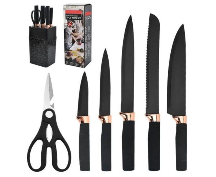 Набір ножів MAG-709 нержавіюча сталь з підставкою 7 пр. Чорний