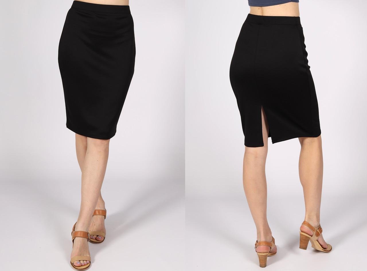 Юбка-карандаш женская по колено с разрезом сзади р. 58 Черный (2491814124) - фото 4 Юбка-карандаш женская по колено с разрезом сзади р. 58 Черный (2491814124) - фото 4
