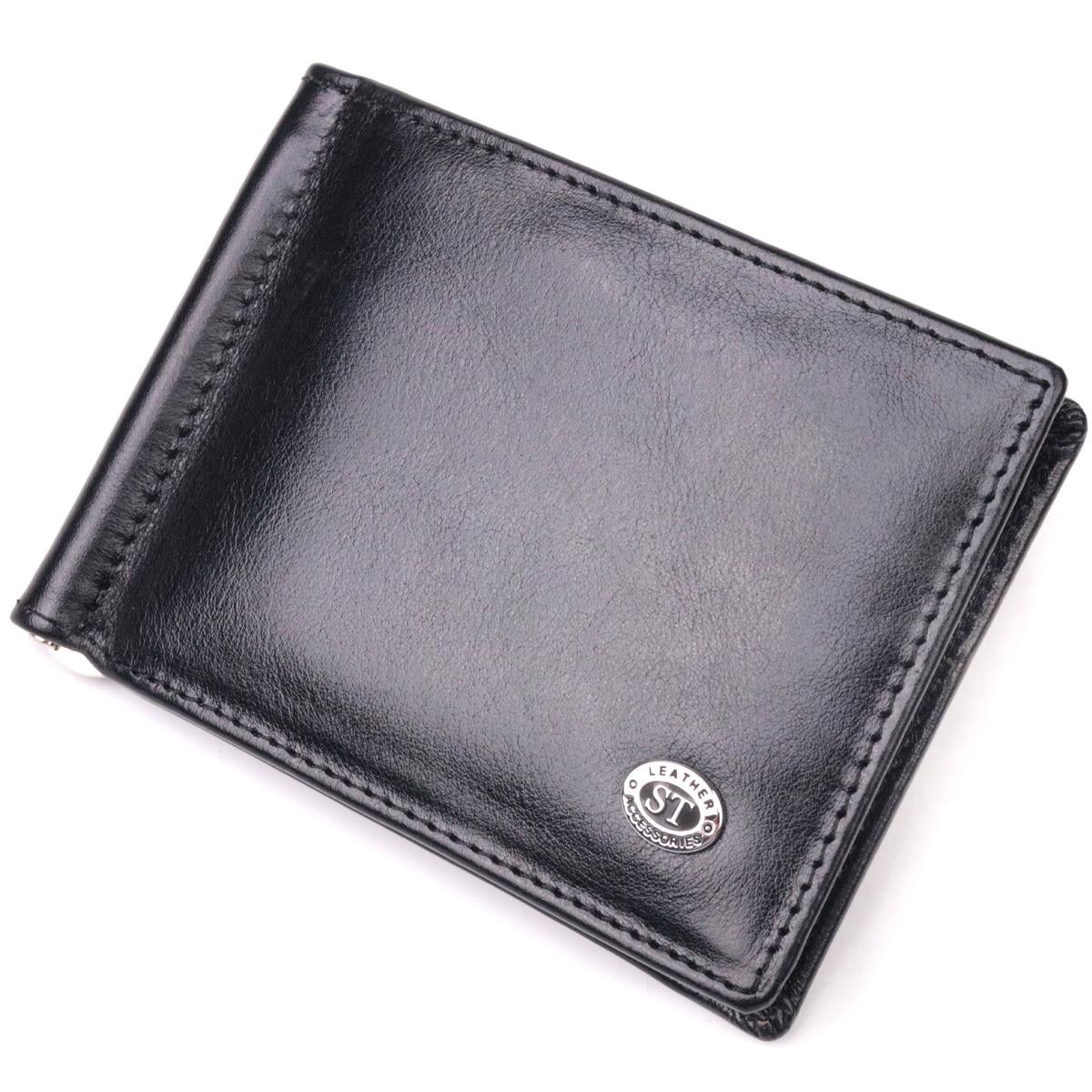 Затискач для грошей ST Leather 19417 Money Clip Чорний