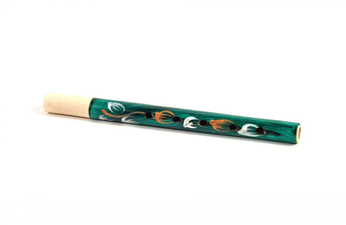 Детская свирель с росписью 24 см Зеленый (55469)