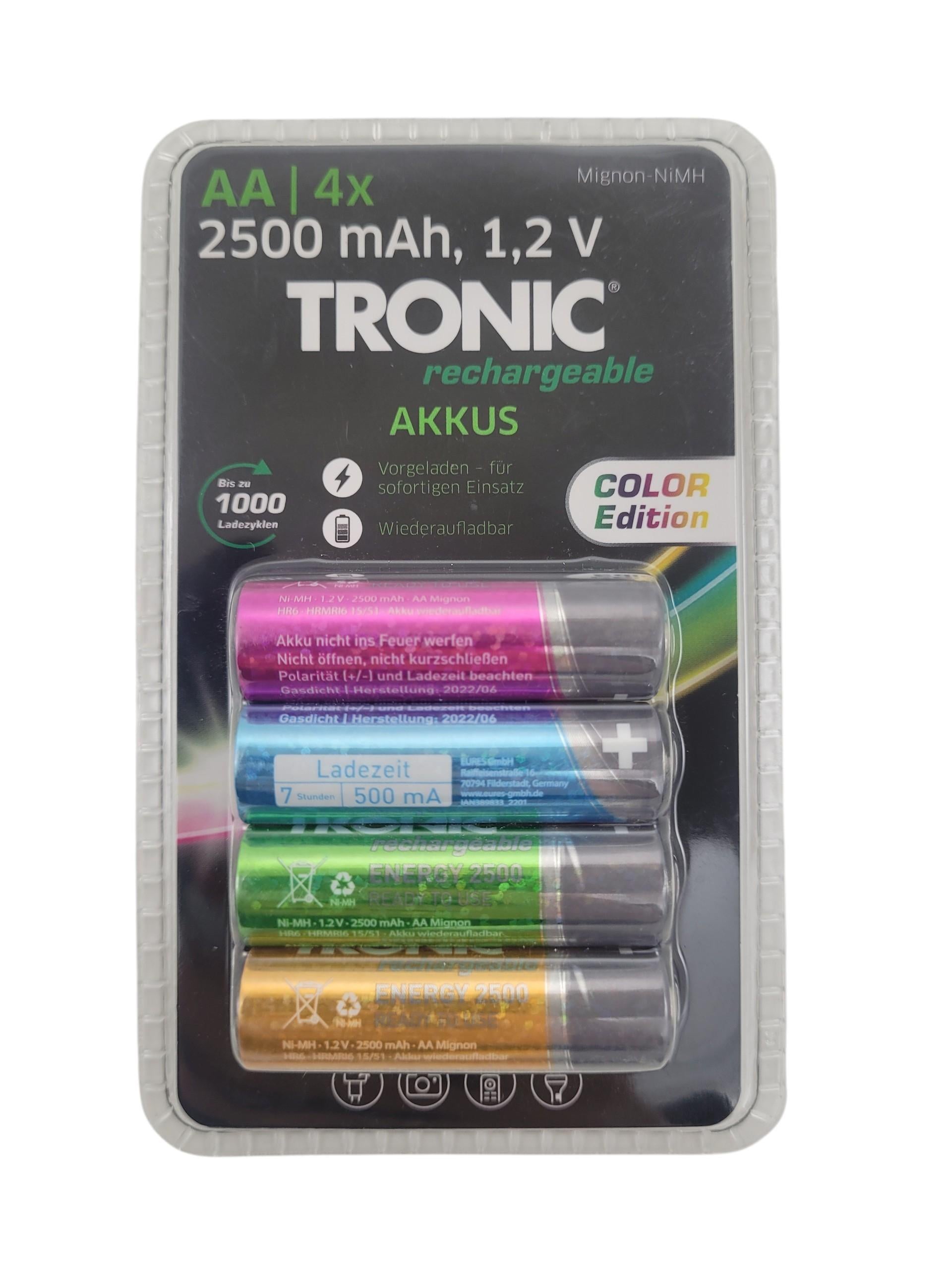 Аккумуляторы АА пальчиковые TRONIC 1,2V 2500 мАч Mignon Ni-MH, 4 шт. (P1-00370)