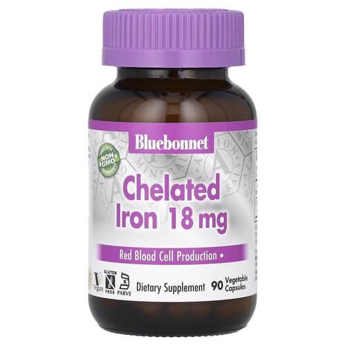 Железо Bluebonnet Chelated Iron 18 мг 90 Capsules (BLB-00726)