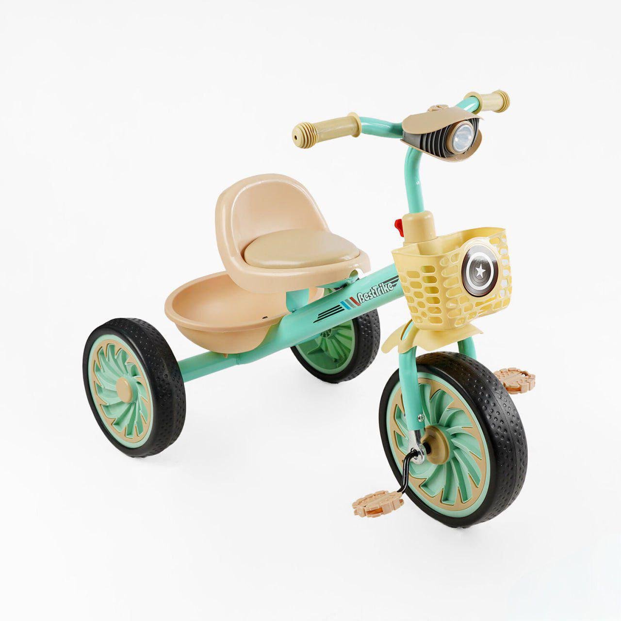 Велосипед детский трехколесный Best Trike BS-33461 со светом и корзинами Зеленый