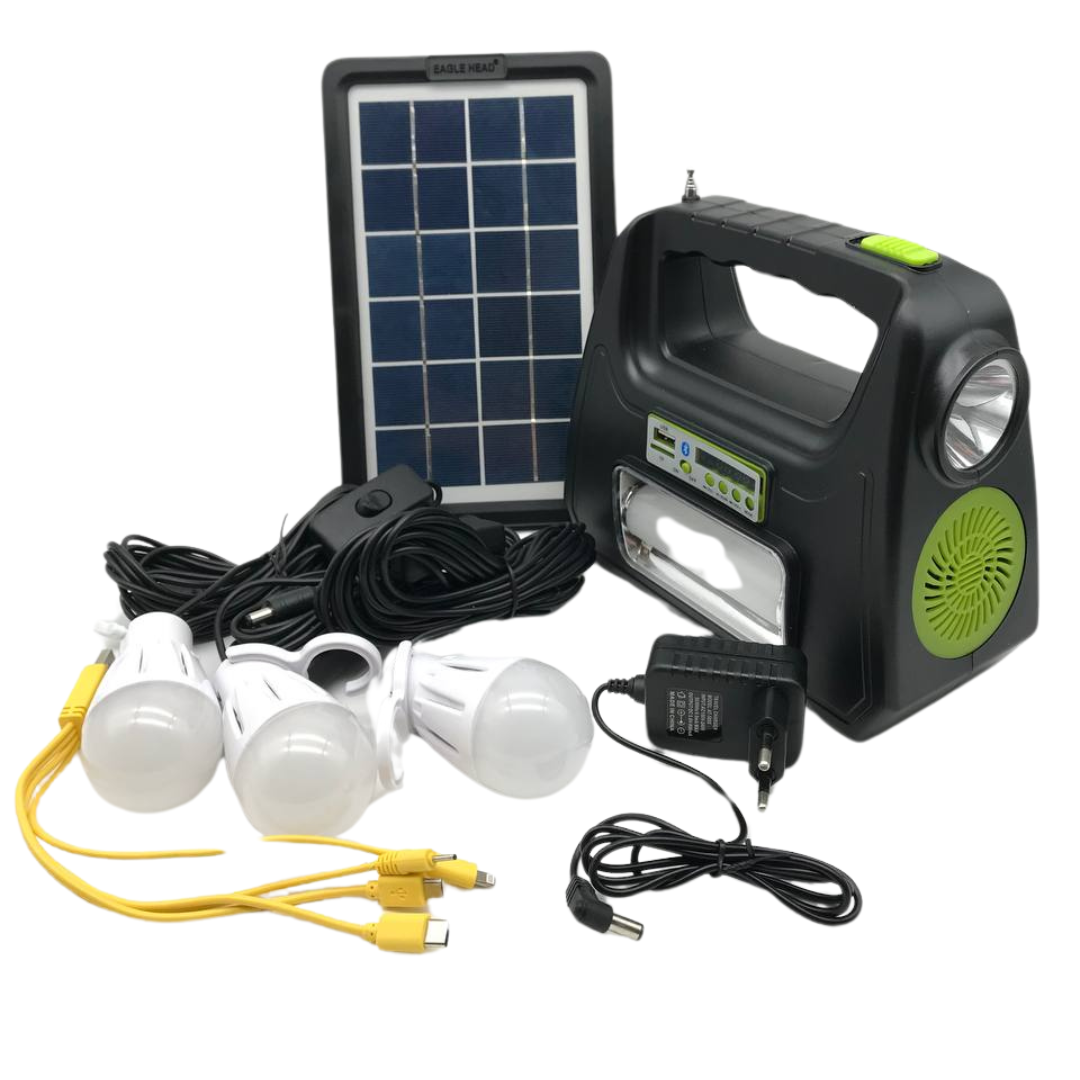 Фонарь портативный Digital light kit с солнечной панелью Bluetooth/MP3 (W519-XH0)