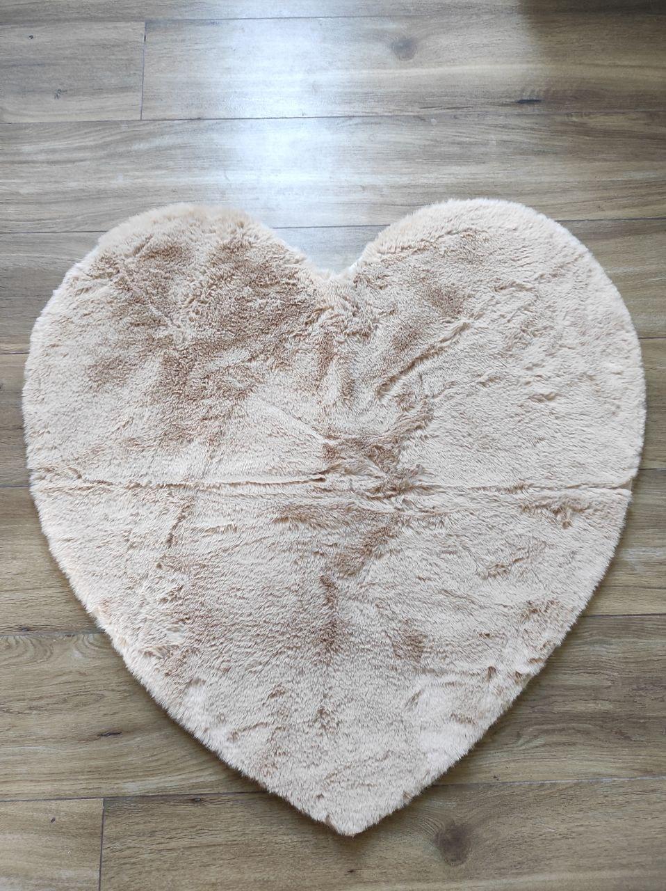 Коврик с длинным ворсом 90х90 см Бежевый (П4К-serdce2-008-2)