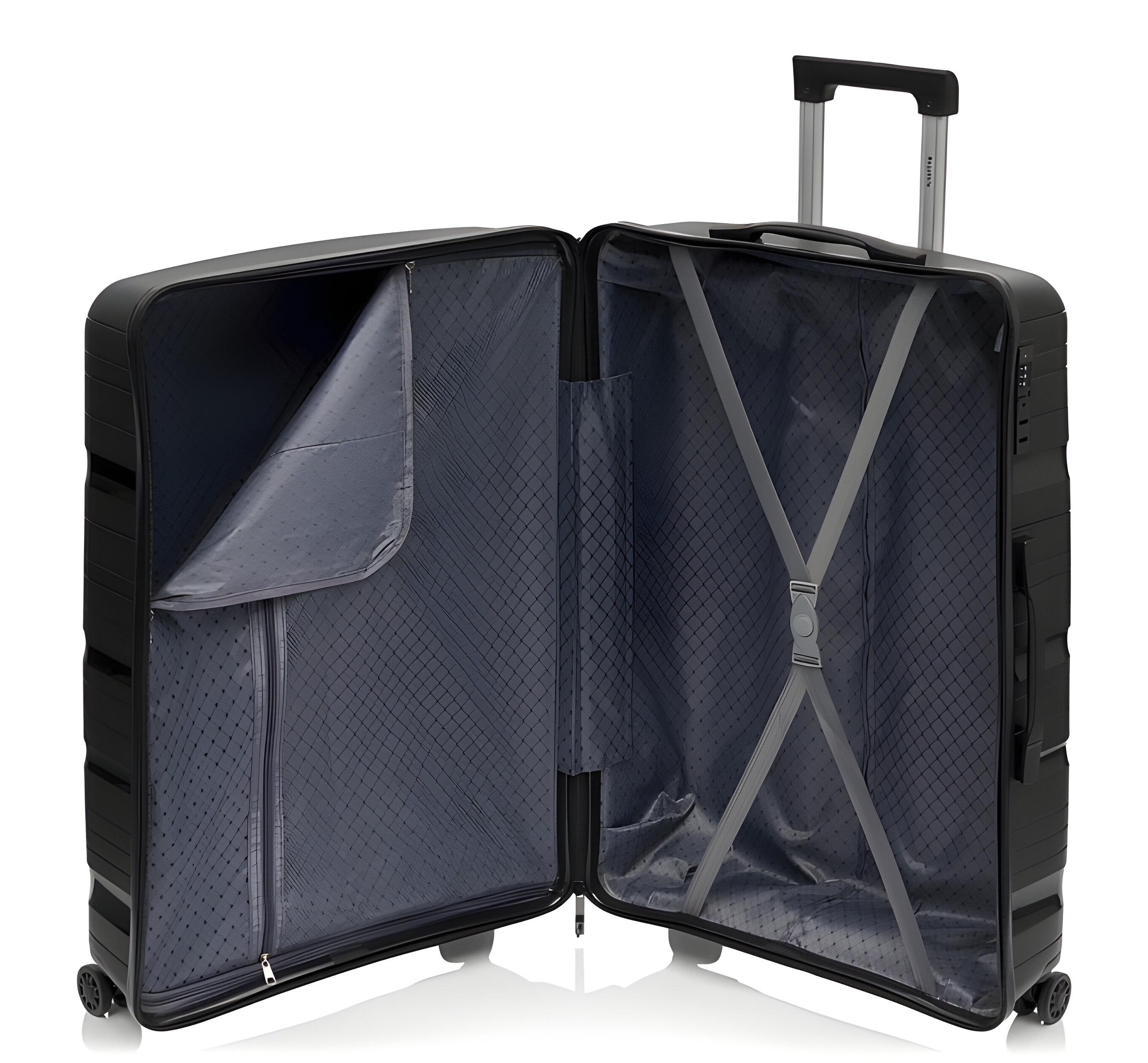 Набор из четырех чемоданов ABS-пластик с кодовым замком Черный (PP002) - фото 5