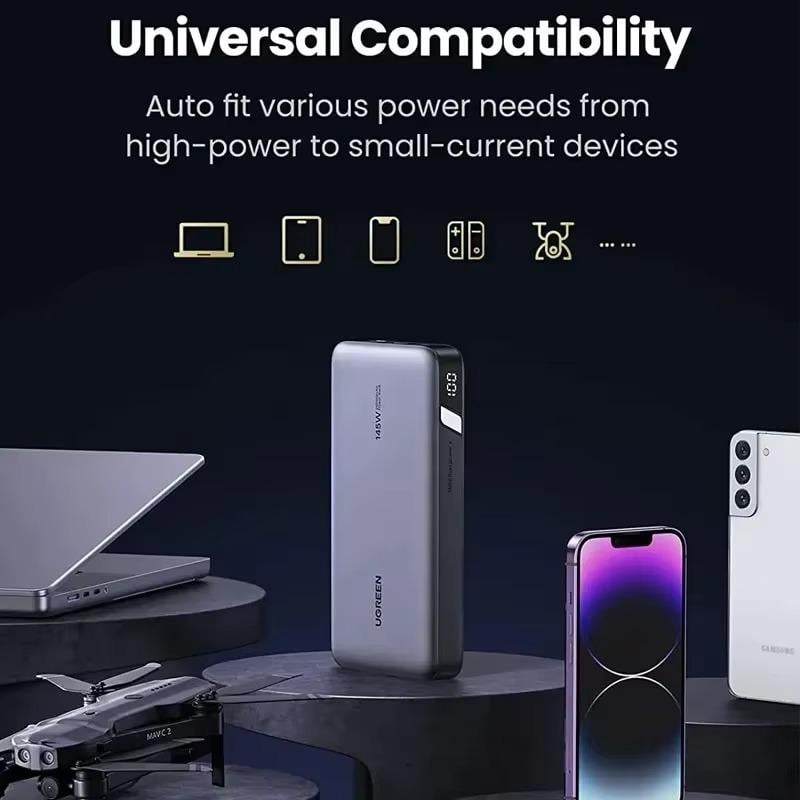 Аккумулятор внешний для ноутбука UGREEN PB205 25000 mAh 145W Two-way Fast Charging Power Bank Gray (90597A) - фото 3 Аккумулятор внешний для ноутбука UGREEN PB205 25000 mAh 145W Two-way Fast Charging Power Bank Gray (90597A) - фото 3