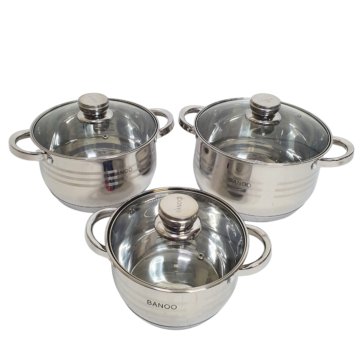 Набор кастрюль BANOO BN 5002 с 9-слойным дном из нержавеющей стали 6 пр. (BNKN) Набор кастрюль BANOO BN 5002 с 9-слойным дном из нержавеющей стали 6 пр. (BNKN)