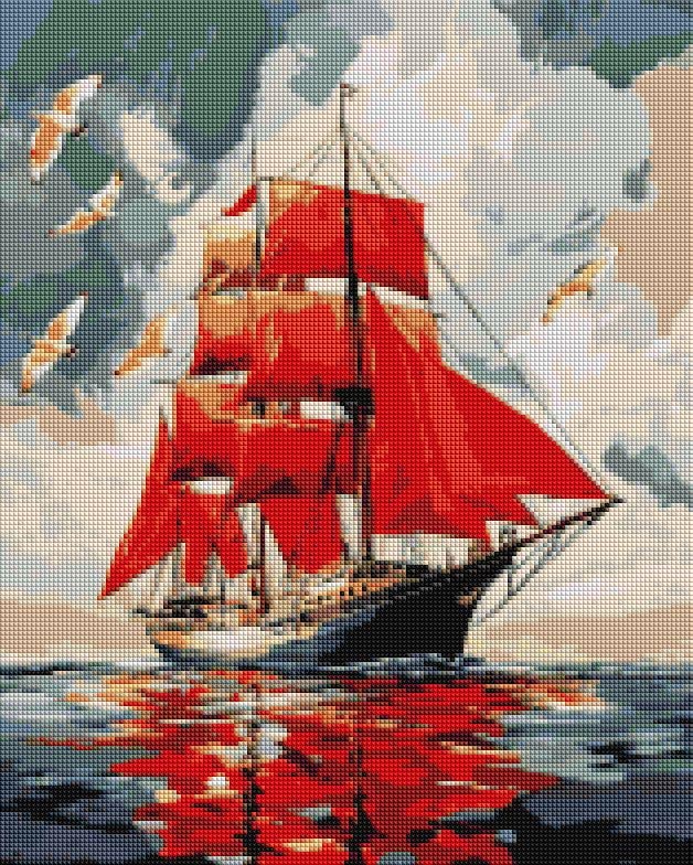 Алмазная мозаика Brushme Красные паруса 40x50 см (DBS1257)