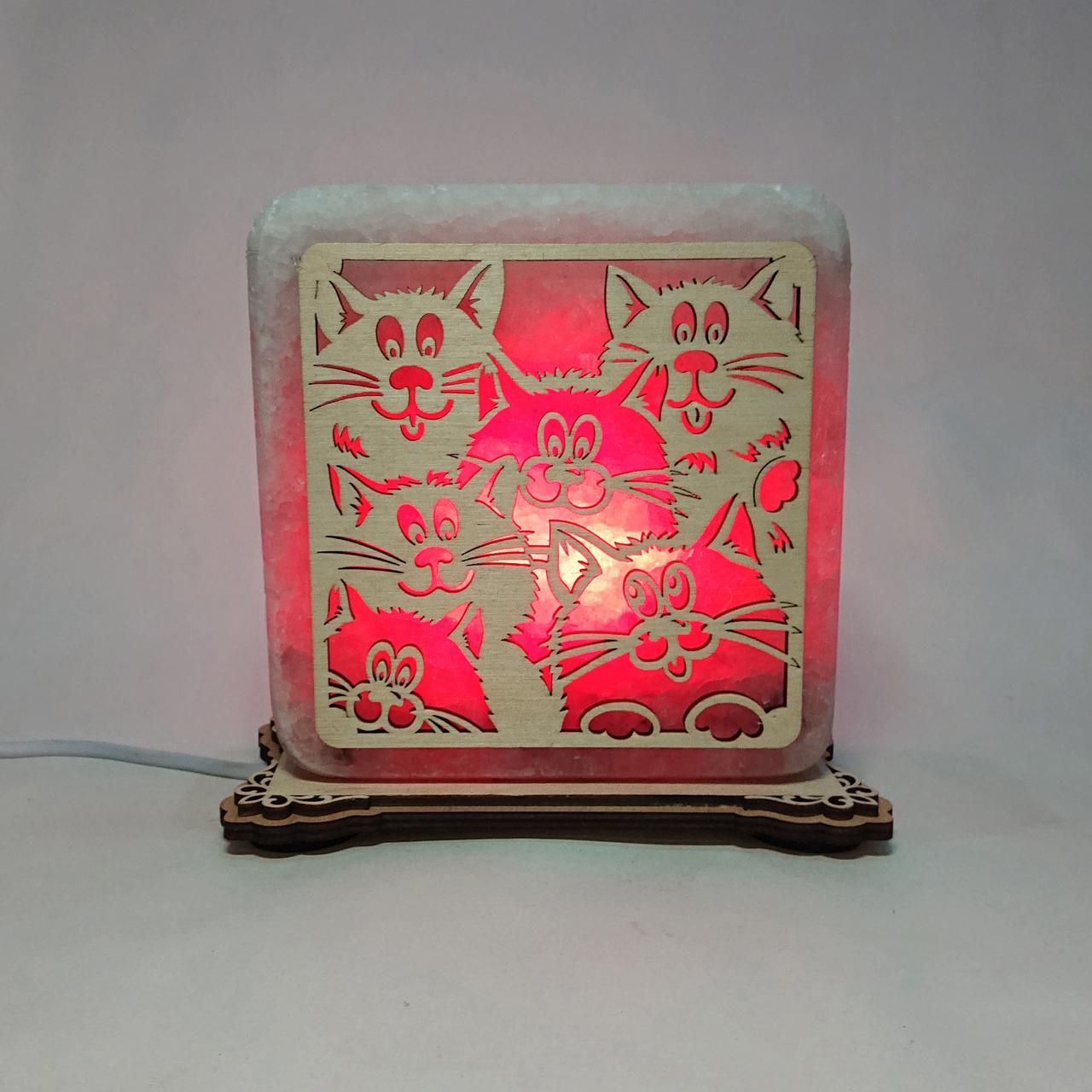 Соляной светильник Коты-2 (k-0011-r)