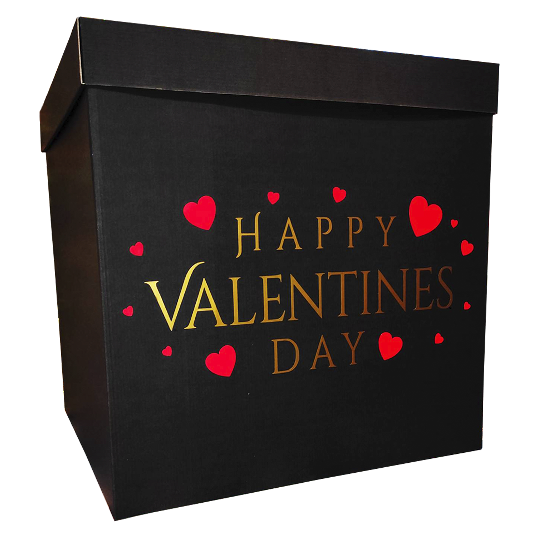 Коробка подарочная сюрприз 70х70х70 см на День влюбленных Черный/Золотистый