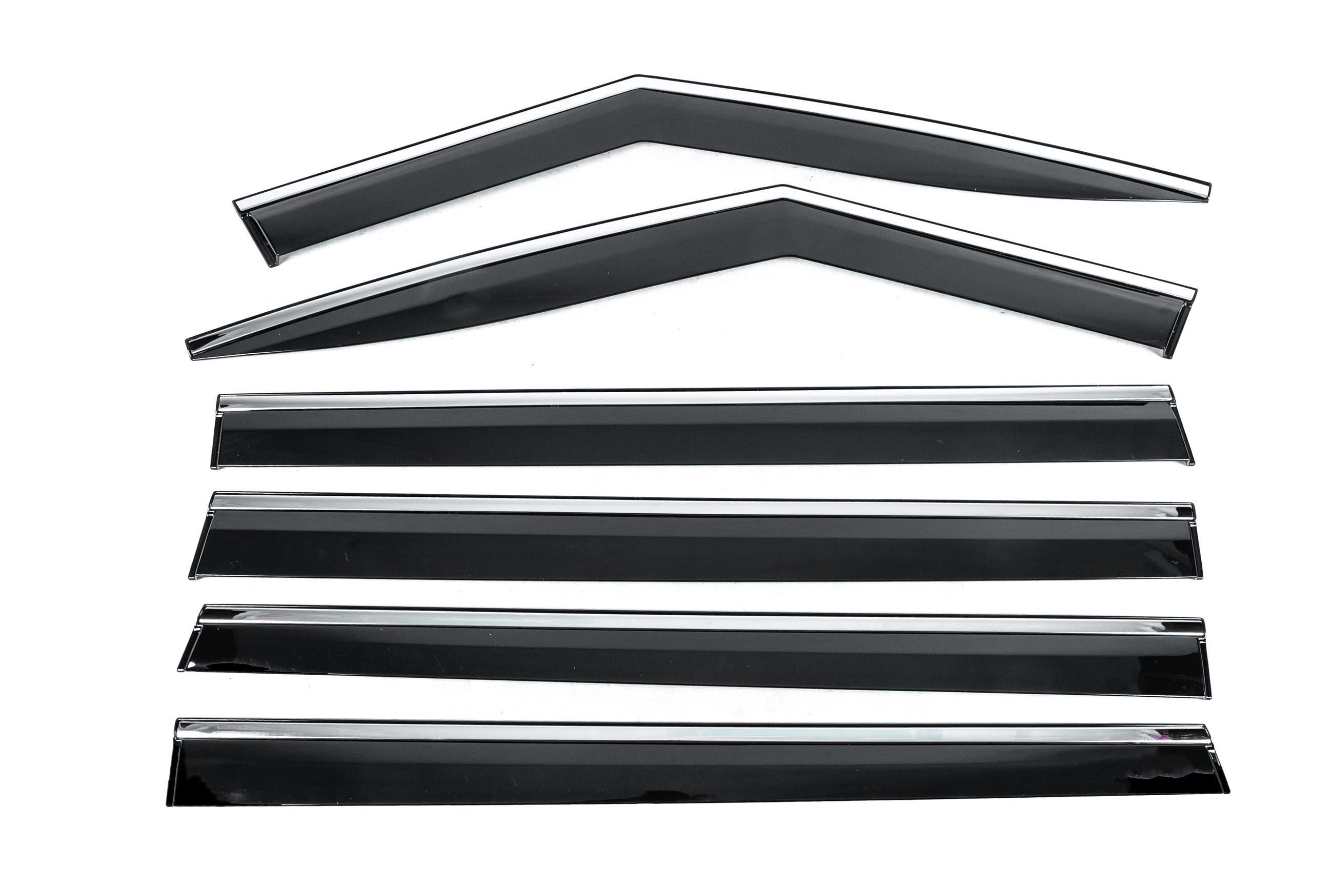 Вітровики з хромованим молдингом Niken Luxury для Hyundai Santa Fe 5 2023- рр. полікарбонат 6 шт. Чорний (188441)