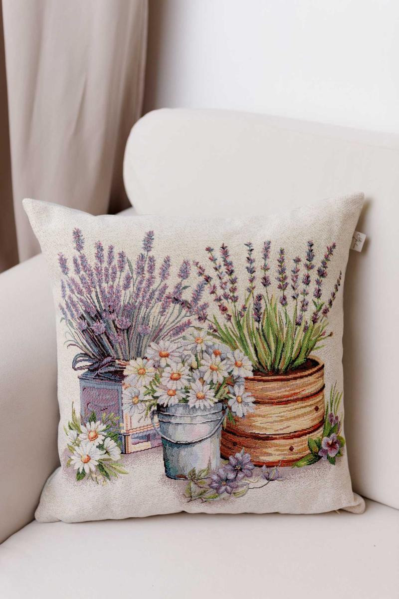 Подушка декоративна Ромашки у відерці 45х45 см (039173)