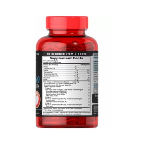 Комплекс омега Puritan's Pride Triple Omega 3-6-9 120 Softgels - фото 2