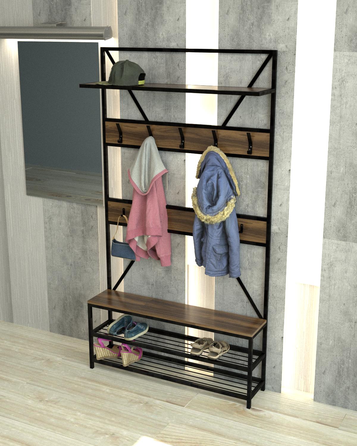 Вешалка для одежды EcoLoft Аурелия DSP-1353-11 в стиле лофт Орех Модена (31728019)