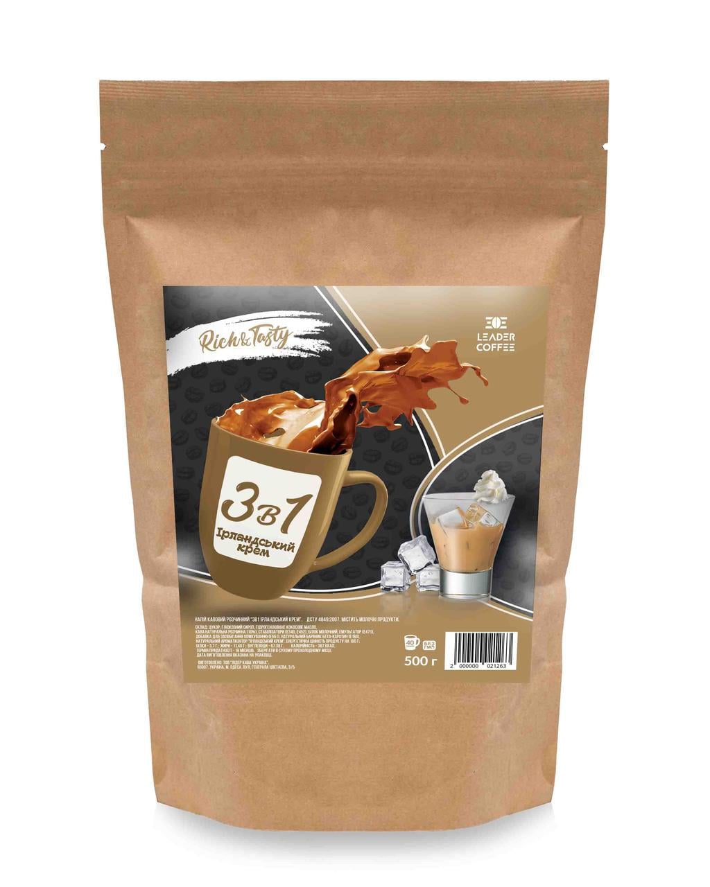 Кофе Leadercoffee 3в1 Ирландский крем 500 г (2104630802)