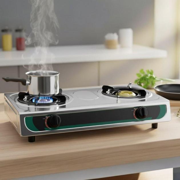 Настільна газова плита Rainberg RB-G-02 на 2 конфорки для балонного газу сталева з нержавіючої сталі 540 Вт (22855215437) - фото 4