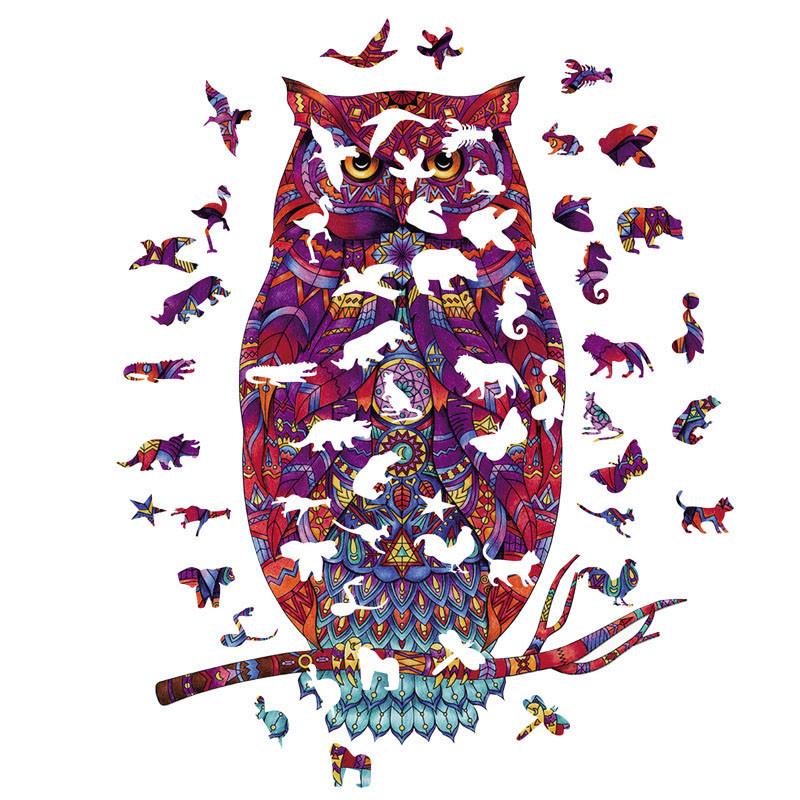 Деревянный пазл Alien Puzzle Lesko DL-A5 Owl головоломка для детей