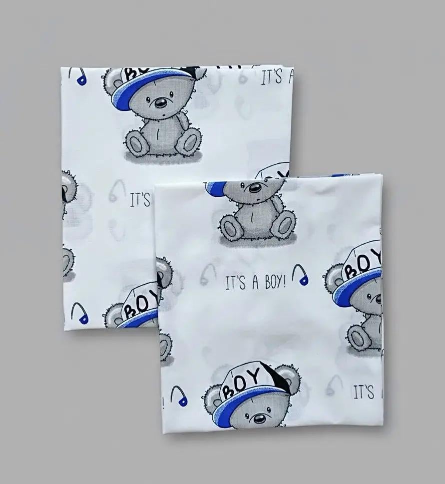 Пеленка детская BST из натуральной хлопковой ткани 2 шт. 90х80 см Белый/Голубой (2172873392)