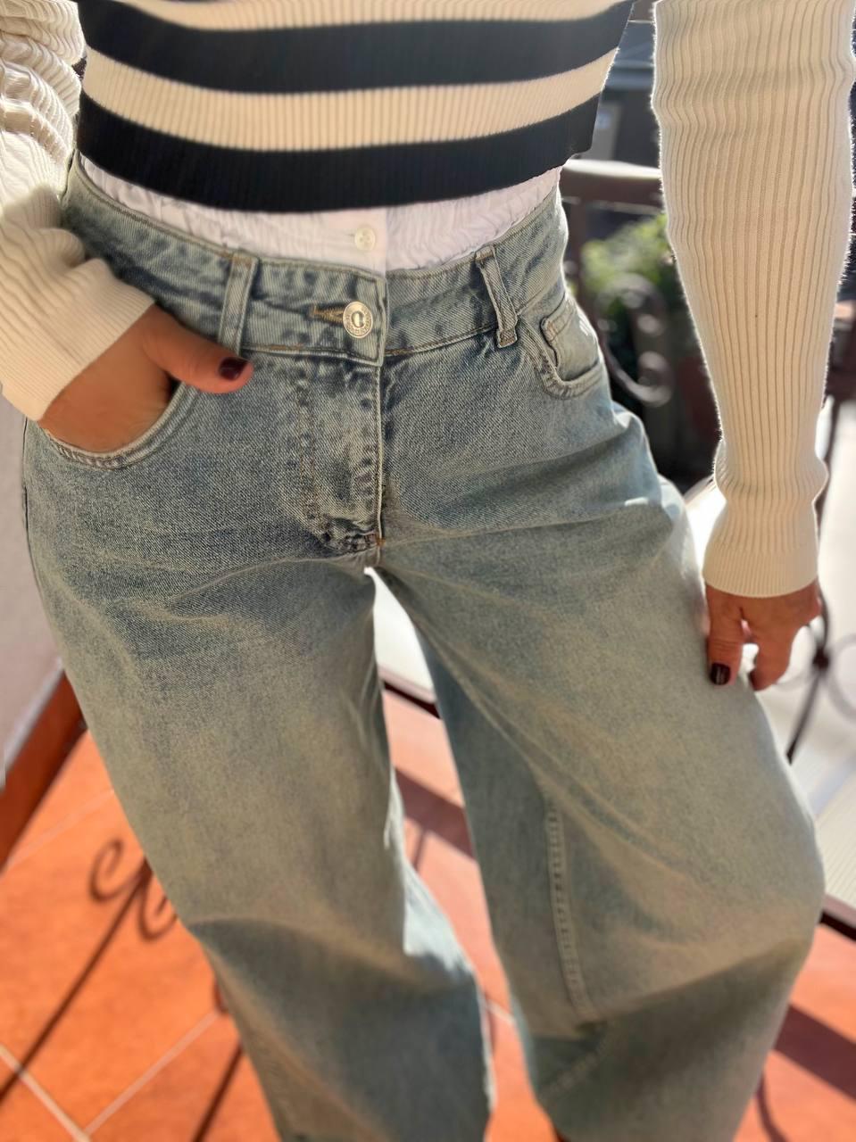 Джинси жіночі I8 162-76 PALAZZO BOXER резинка на талії широкі від стегна р. 27 Білий/Блакитний з зеленим (1957) - фото 4 Джинси жіночі I8 162-76 PALAZZO BOXER резинка на талії широкі від стегна р. 27 Білий/Блакитний з зеленим (1957) - фото 4