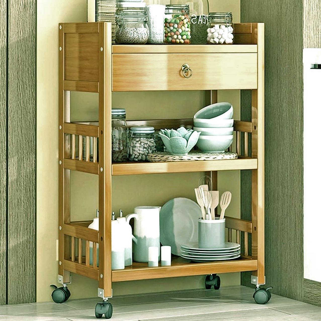 Этажерка для ванной из дерева на колесиках Саперли Сиена (АБТ-006805)